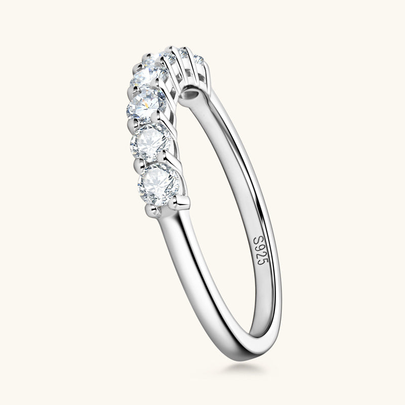 ASN Seven Gleam Pure Silver Moissanite Ring - ASN Moissa