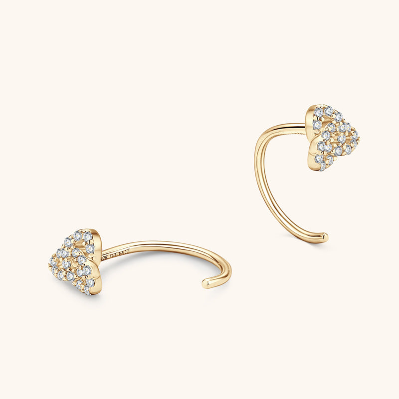 ASN Korean Shimmer Clover Moissanite Hoop Earrings - ASN Moissa