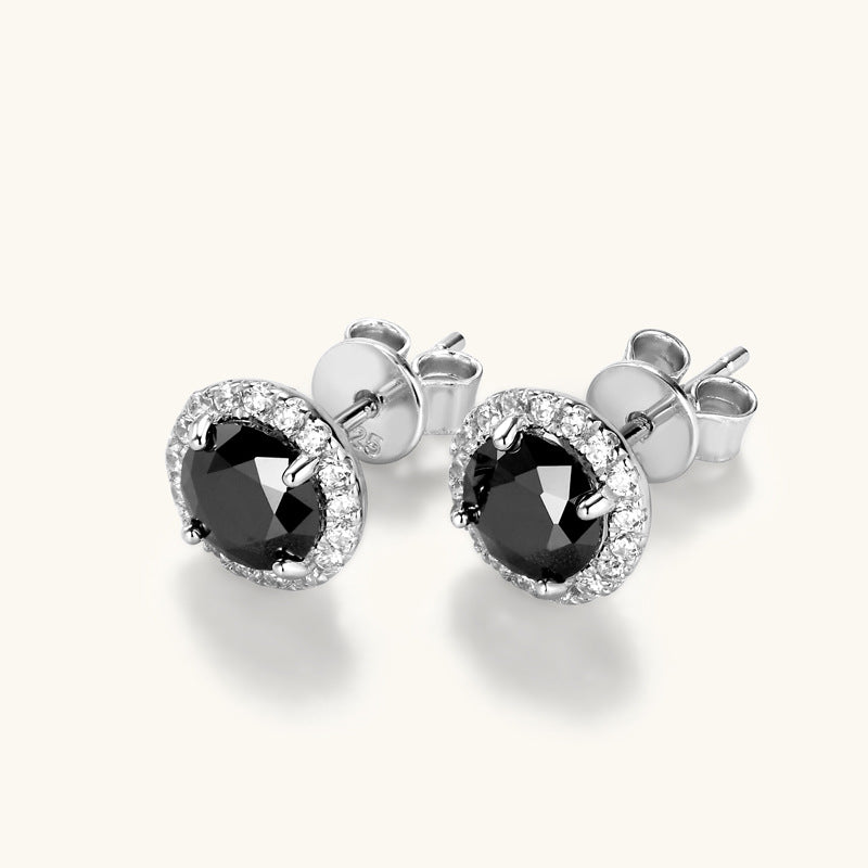 ASN Midnight Halo Black Moissanite Studs - ASN Moissa