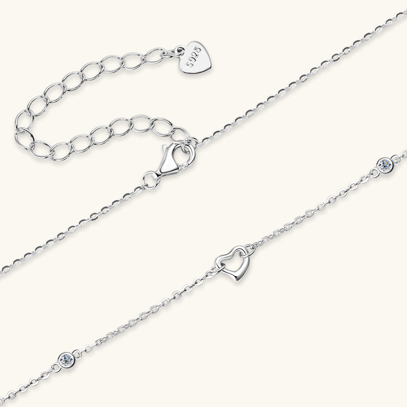ASN Interlocking Heart Moissanite Station Necklace - ASN Moissa
