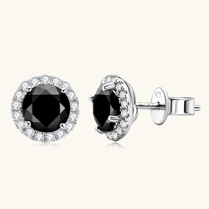 ASN Midnight Halo Black Moissanite Studs - ASN Moissa