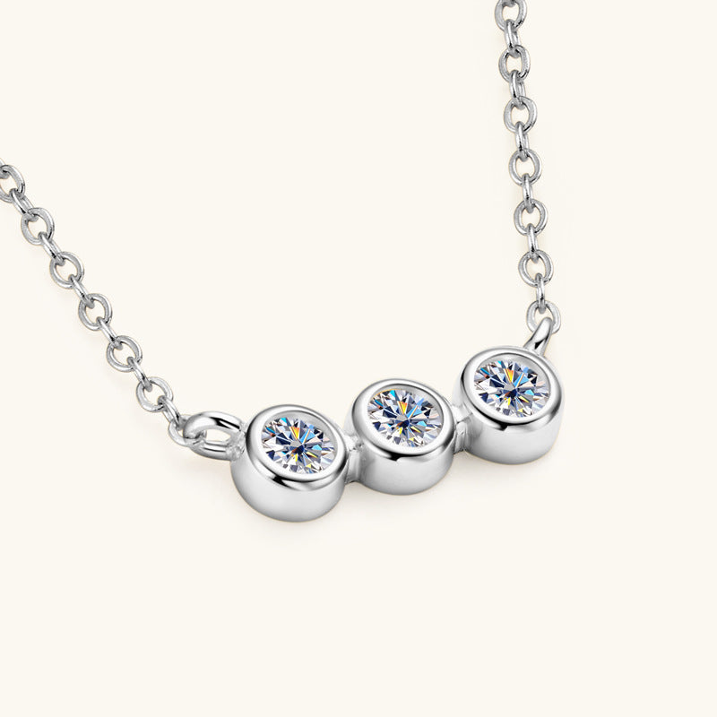 ASN Trilogy Moissanite Bezel Bar Necklace - ASN Moissa