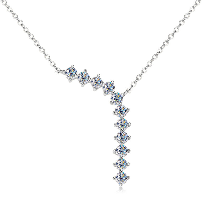 ASN Stardust Cascade Moissanite Y Necklace - ASN Moissa