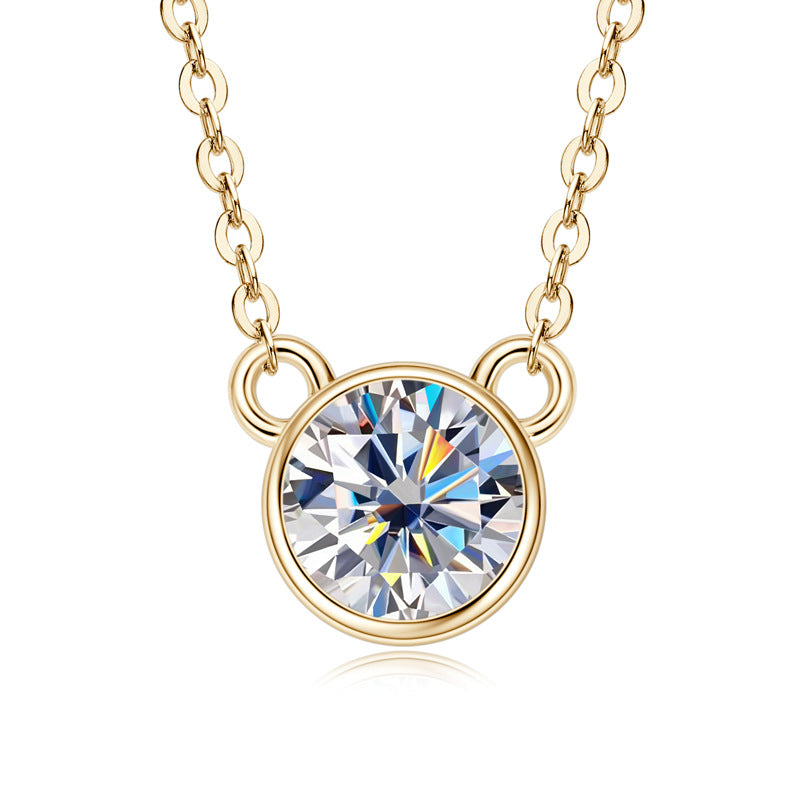 ASN Bear Charm Moissanite Pendant Necklace - ASN Moissa
