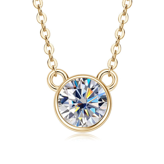 ASN Bear Charm Moissanite Pendant Necklace - ASN Moissa