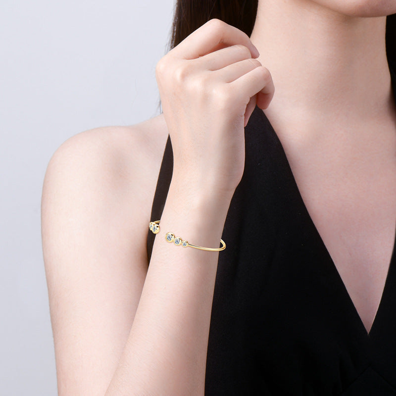ASN Galaxy Cascade Moissanite Open Bangle - ASN Moissa