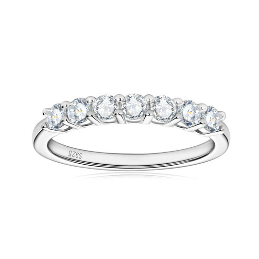 ASN Seven Gleam Pure Silver Moissanite Ring - ASN Moissa