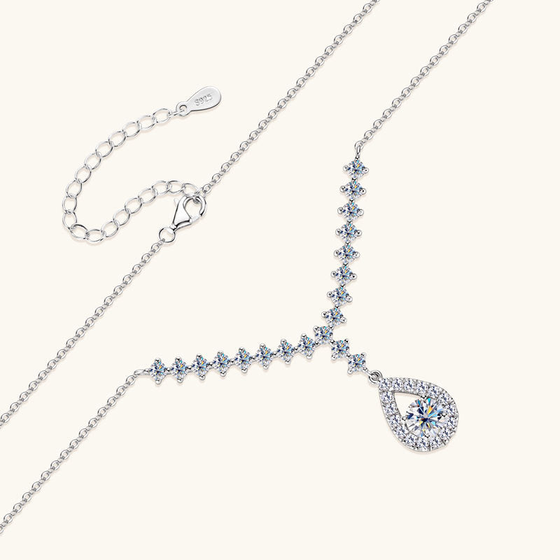 ASN Starlit Cascade Teardrop Moissanite Necklace - ASN Moissa
