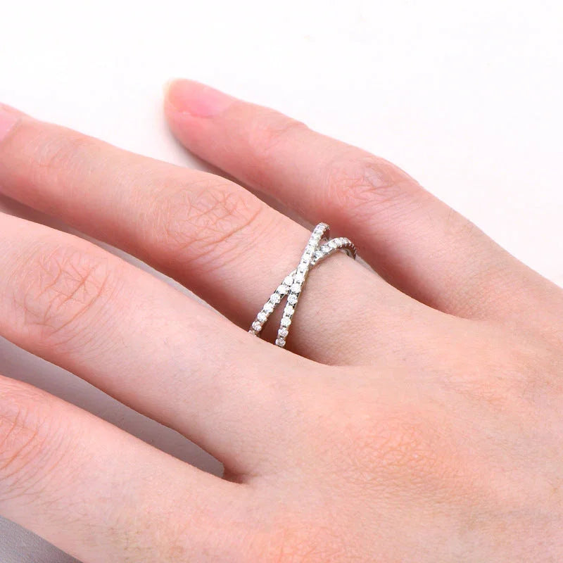 ASN Modern X-Shaped Moissanite Ring - ASN Moissa