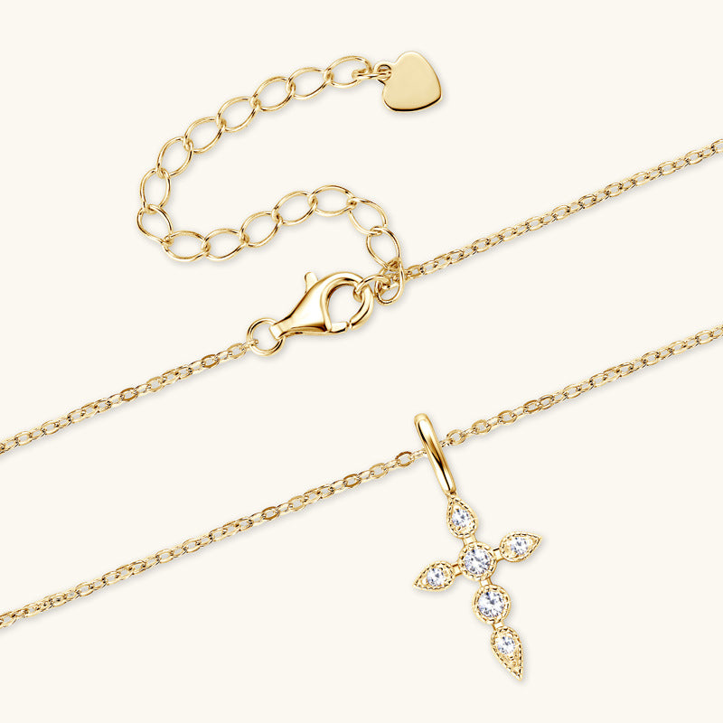 ASN Fleur Cross Moissanite Pendant Necklace - ASN Moissa