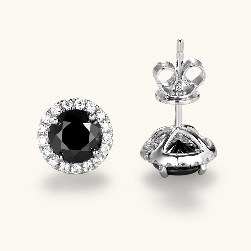 ASN Midnight Halo Black Moissanite Studs - ASN Moissa