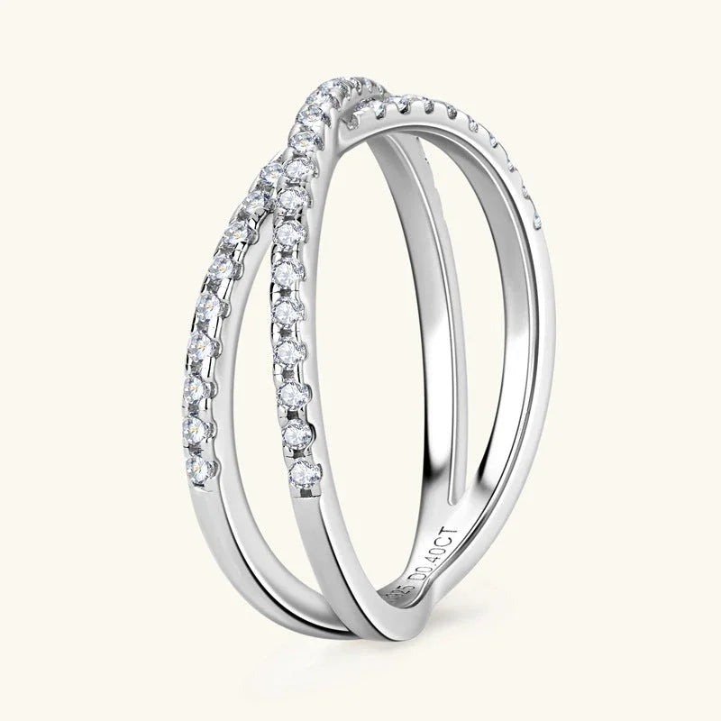 ASN Modern X-Shaped Moissanite Ring - ASN Moissa