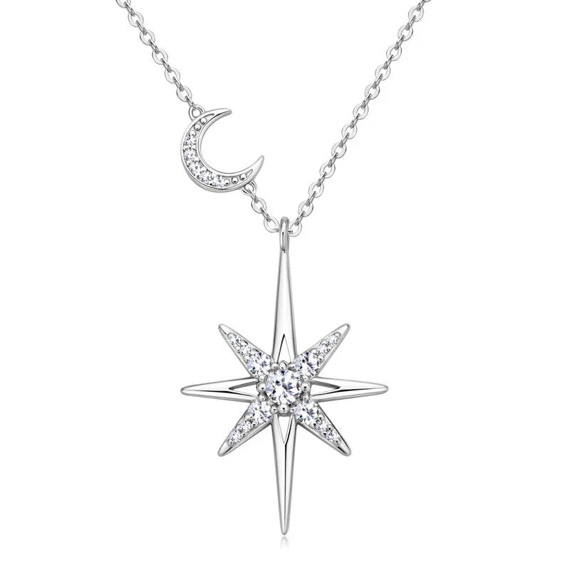 ASN Luxurious Eight-Pointed Star Moissanite Necklace - ASN Moissa