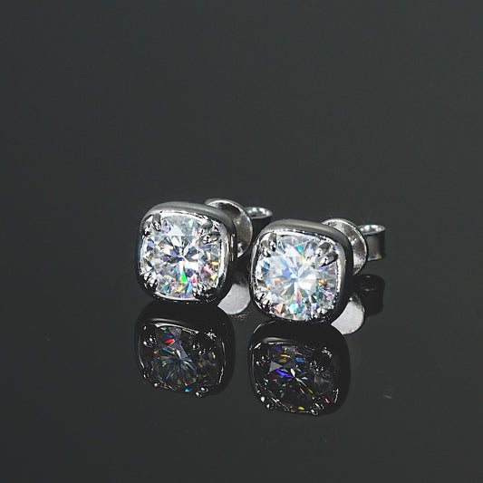 ASN Luxe Cushion Moissanite Stud Earrings