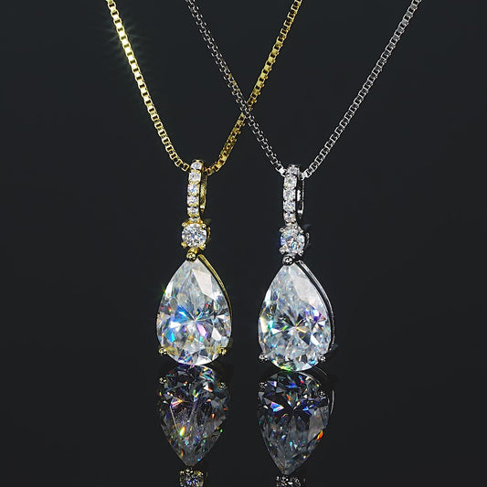 ASN Crystal Dewdrop Pear Moissanite Pendant