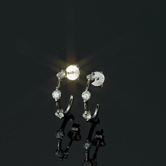 ASN Bamboo-Style C-Shaped Moissanite Earrings
