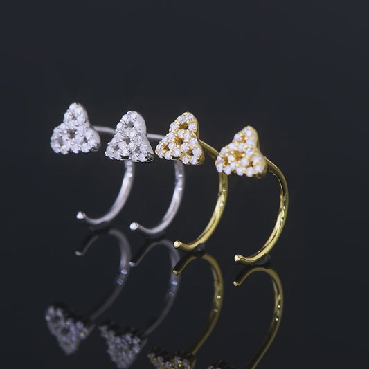ASN Korean Shimmer Clover Moissanite Hoop Earrings