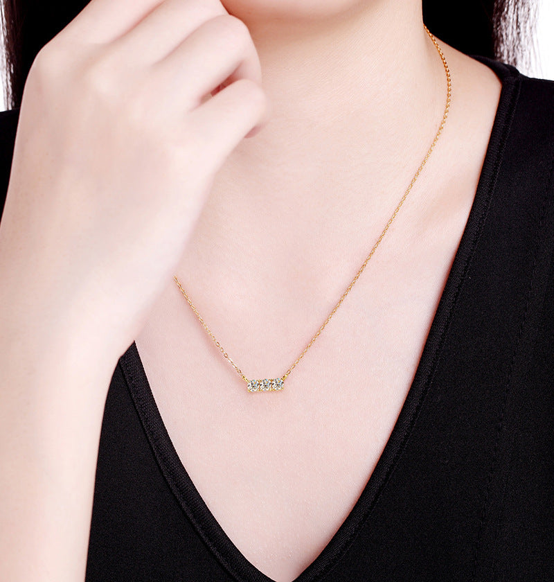 ASN Trilogy Bar Moissanite Necklace - ASN Moissa