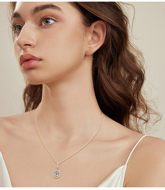 ASN Halo Radiance Moissanite Pendant Necklace