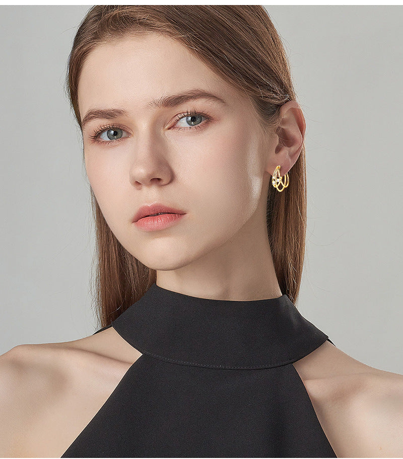 ASN Triple Hoop Design Moissanite Earrings - ASN Moissa