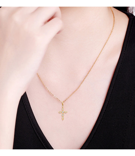 ASN Fleur Cross Moissanite Pendant Necklace