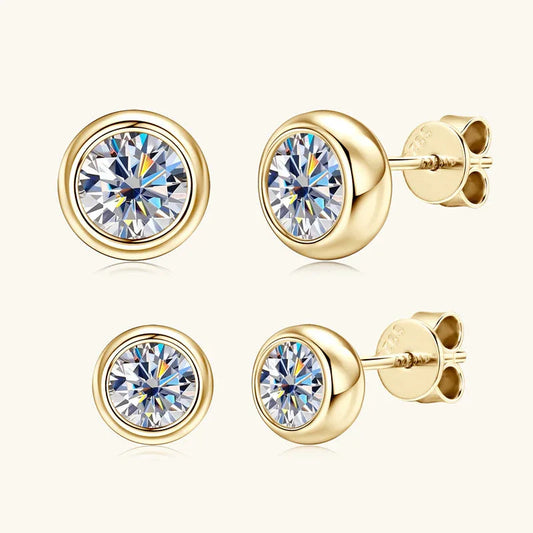ASN Moissa ASN Bubble Moissanite Stud Earrings Gold 0.5ct+0.5ct (5mm)