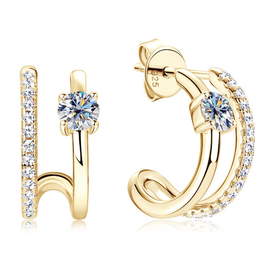 ASN Korean-Style Moissanite Hoop Stud Earrings