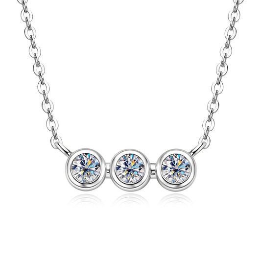 ASN Trilogy Moissanite Bezel Bar Necklace