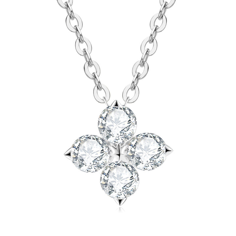 ASN Moissa ASN Four-Leaf Clover Moissanite Necklace Silver 0.4ct