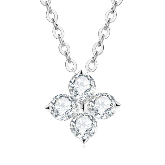 ASN Moissa ASN Four-Leaf Clover Moissanite Necklace Silver 0.4ct
