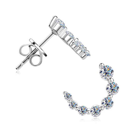 ASN Gradient C-Shaped Moissanite Stud Earrings