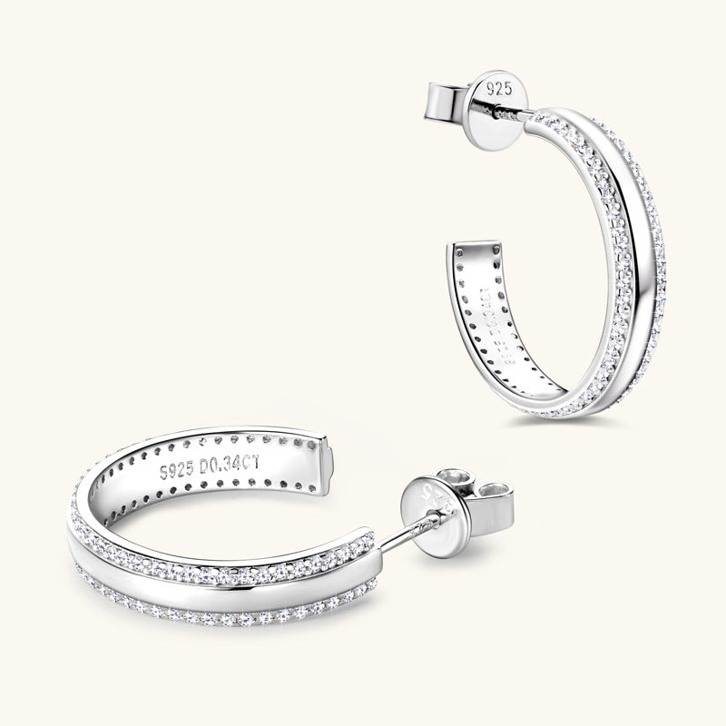ASN Double Luxe Line Moissanite Hoop Earrings - ASN Moissa
