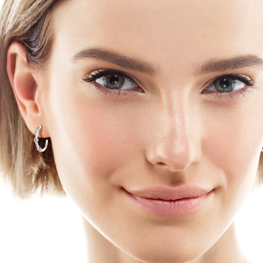 ASN Bamboo-Style C-Shaped Moissanite Earrings