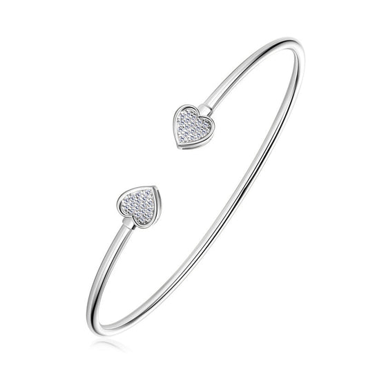 ASN Heart Embrace Moissanite Open Bangle