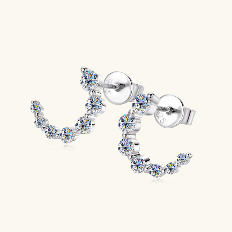 ASN Gradient C-Shaped Moissanite Stud Earrings - ASN Moissa