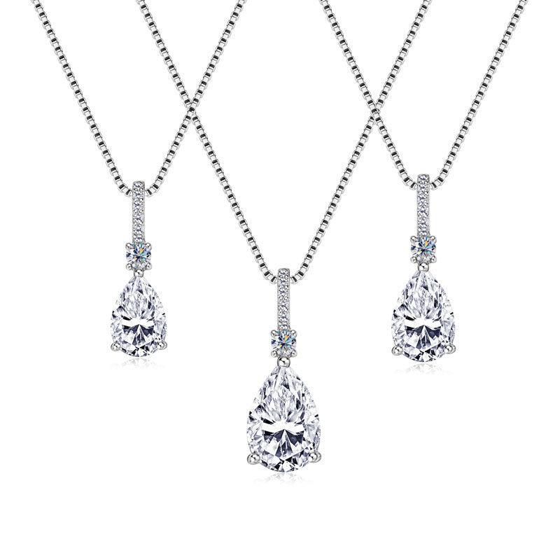 ASN Crystal Dewdrop Pear Moissanite Pendant - ASN Moissa