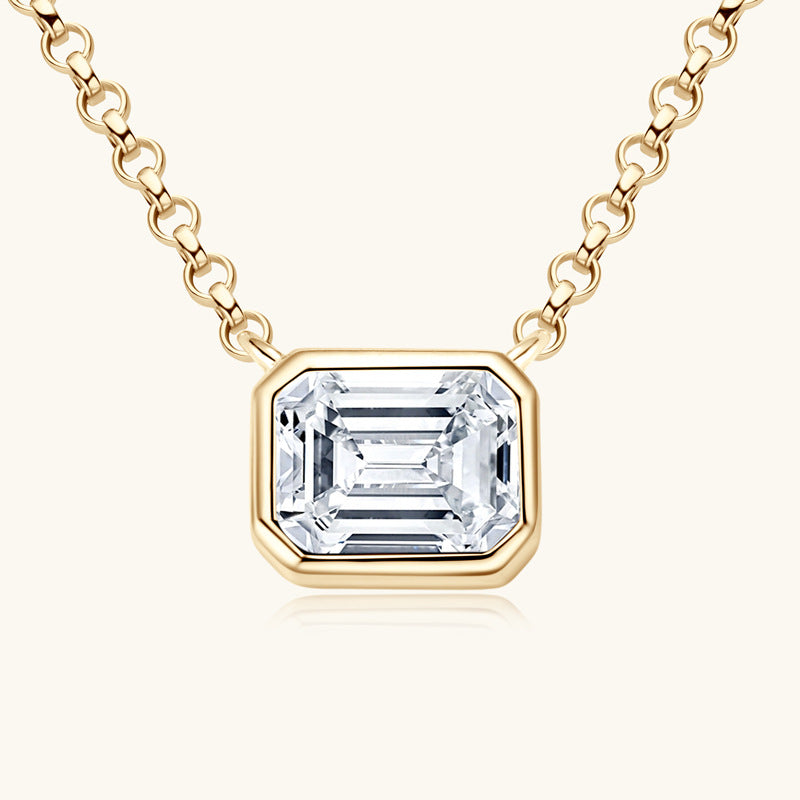 ASN Emerald Moissanite Bezel Pendant Necklace - ASN Moissa