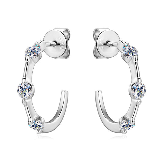 ASN Bamboo-Style C-Shaped Moissanite Earrings