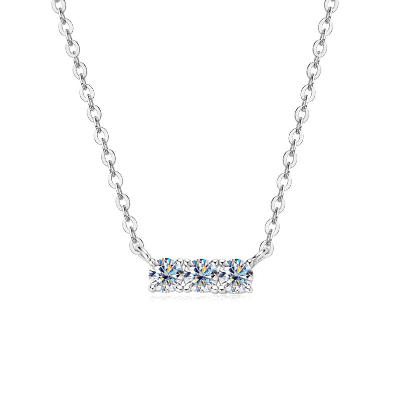 ASN Trilogy Bar Moissanite Necklace - ASN Moissa