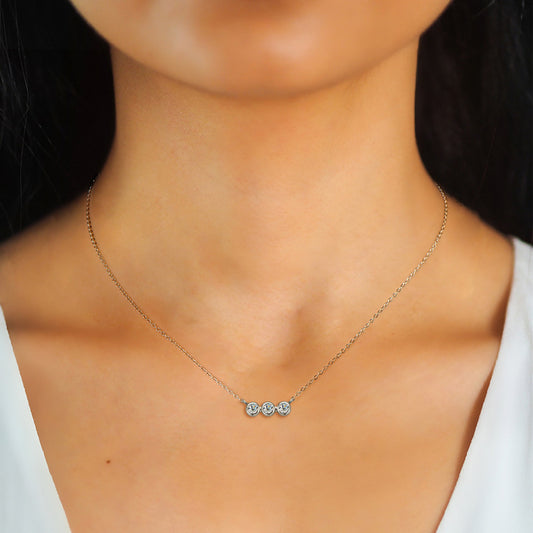 ASN Trilogy Moissanite Bezel Bar Necklace