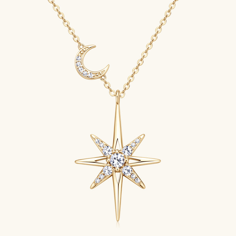 ASN Moissa ASN Luxurious Eight-Pointed Star Moissanite Necklace Gold 0.28ct