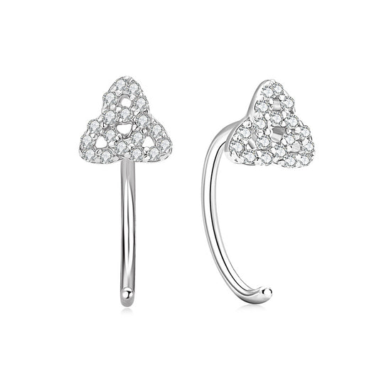 ASN Korean Shimmer Clover Moissanite Hoop Earrings