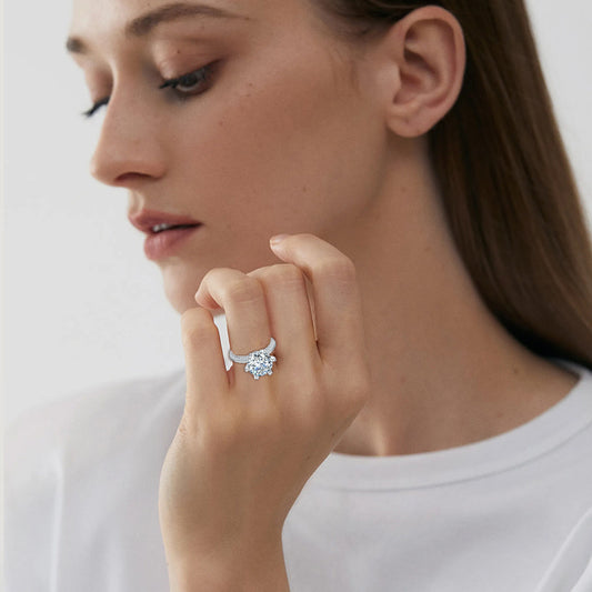 ASN Imperial Grace 5-Carat Moissanite Half-Pave Solitaire Ring
