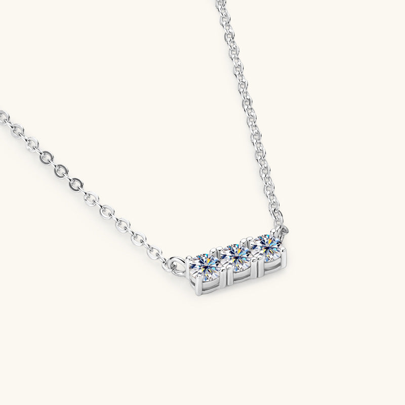 ASN Trilogy Bar Moissanite Necklace - ASN Moissa