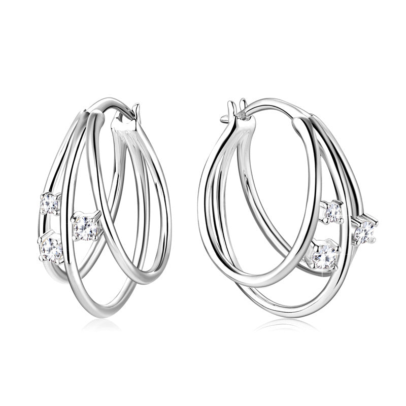 ASN Triple Hoop Design Moissanite Earrings - ASN Moissa