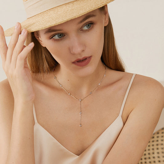 ASN Dazzle Line Moissanite Y Necklace