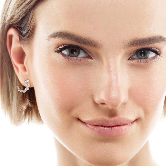 ASN Gradient C-Shaped Moissanite Stud Earrings