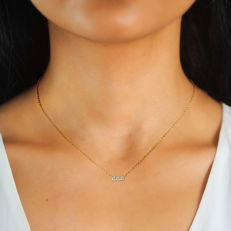 ASN Trilogy Bar Moissanite Necklace - ASN Moissa