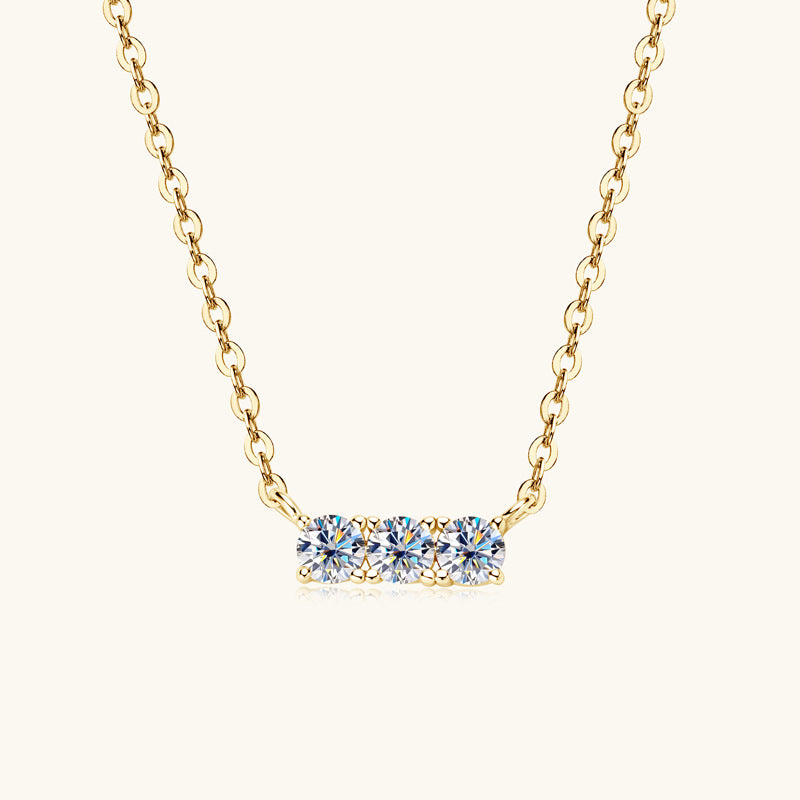 ASN Trilogy Bar Moissanite Necklace - ASN Moissa