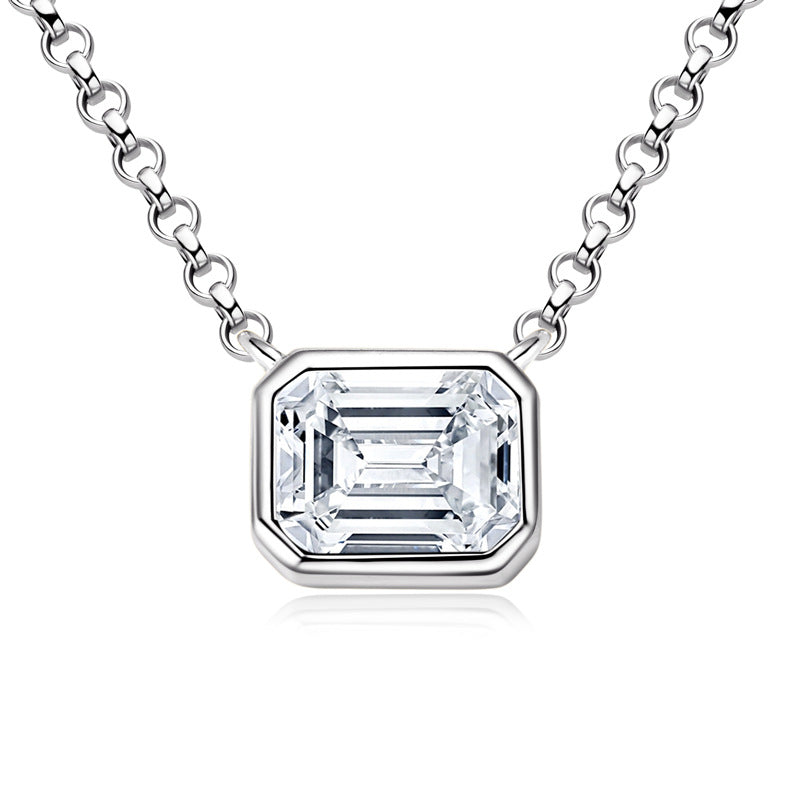 ASN Emerald Moissanite Bezel Pendant Necklace - ASN Moissa